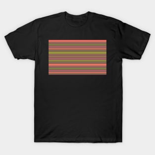 Pink Coral Purple Green Horizontal Stripes Pattern T-Shirt